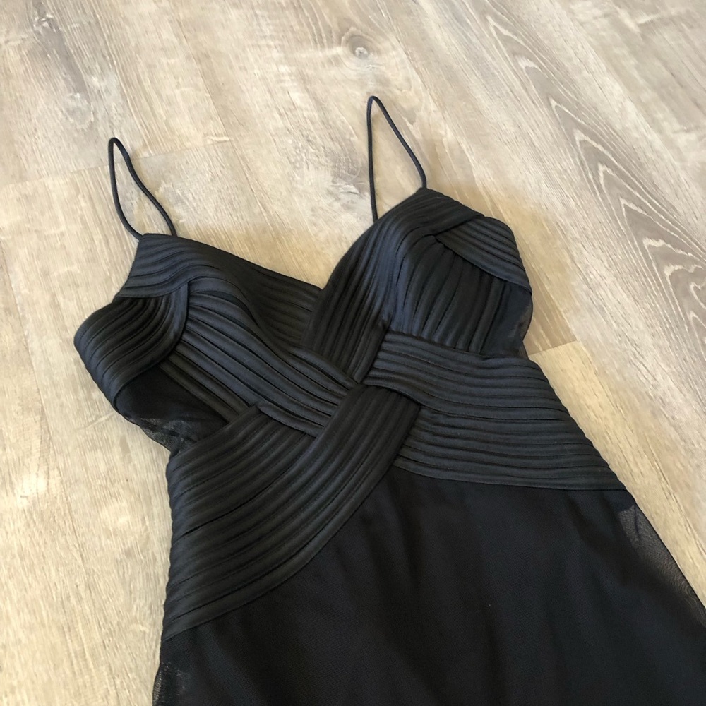 Cache 2000s Black Mesh Midi Long Elegant Dress In… - image 8